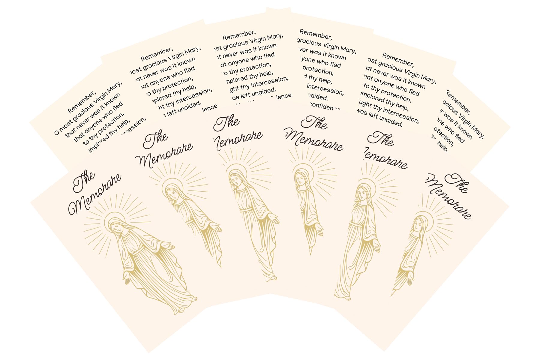 Memorare Prayer Card - Blessed Virgin Mary Memorare Holy Card - Devotional Bulk Set of 12 Double Sided Catholic Prayer Cards Memorare Printed on Cardstock