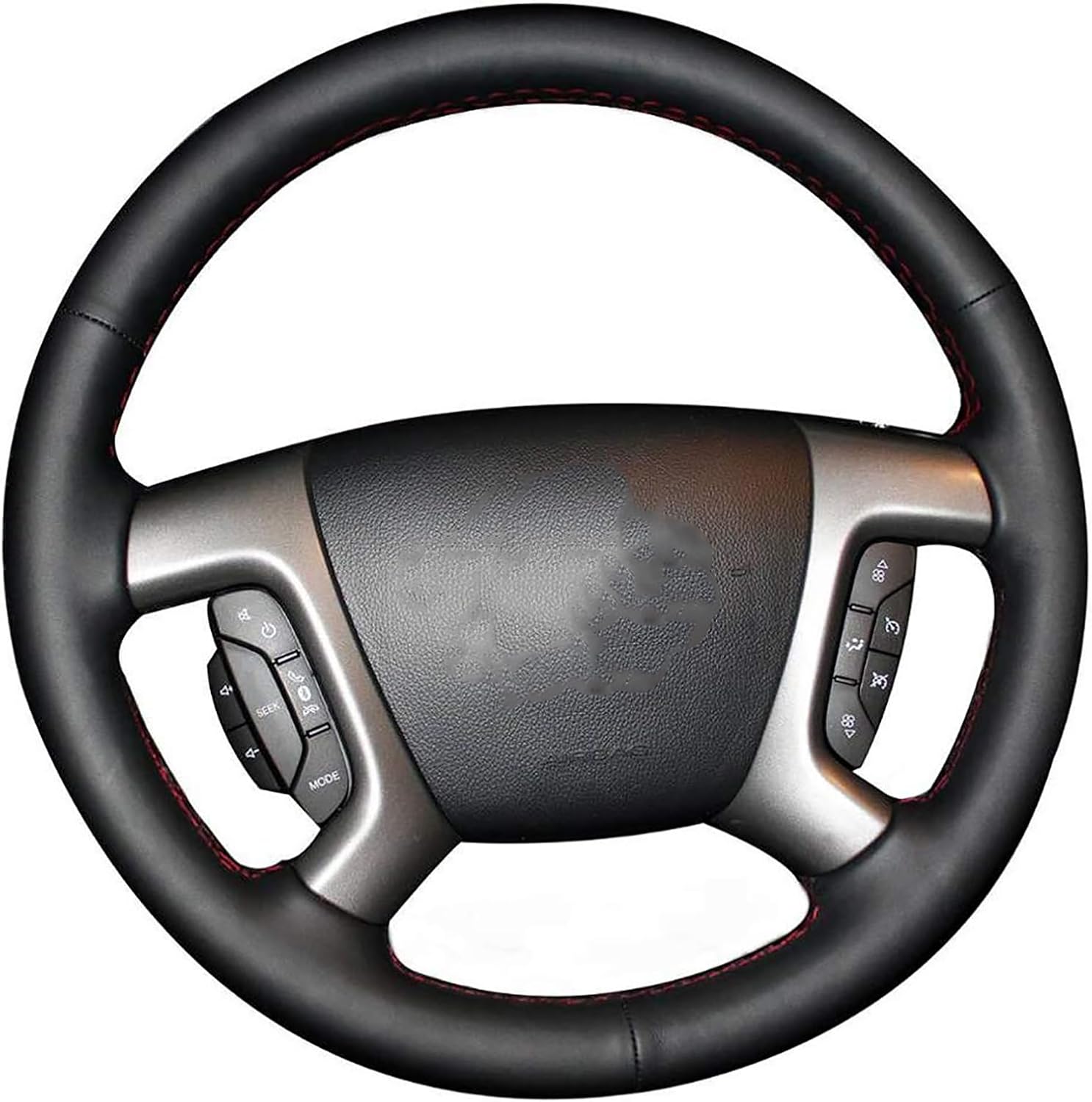 Genuine Leather Steering Wheel Cover for GMC Acadia 2007-2016/ GMC Savana 1500 2009-2014/ Savana 2500 2008-2021/ Savana 3500 2009-2021/ GMC Sierra 1500 2500 3500 2007-2014 Yukon Accessories