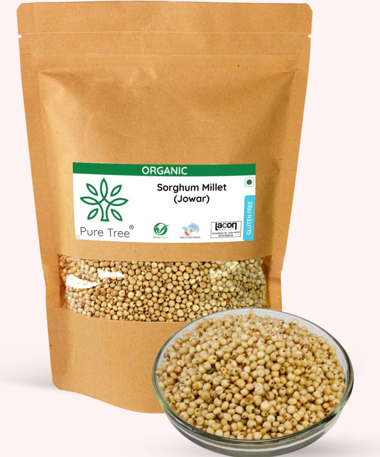 Pure Tree Certified Organic Jowar Millet | 1900 grams | Sorghum Millet | Jawari Whole Grain | Jowar Organic Unpolished Millet Jonnalu | Gluten-Free Organic Millet (B09Y22HFW3) Amazon Price History, Amazon Price Tracker