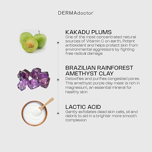 Miniatura 2 de DERMAdoctor Kakadu C - Máscara de desintoxicación de arcilla de amatista, 1.69 onzas líquidas