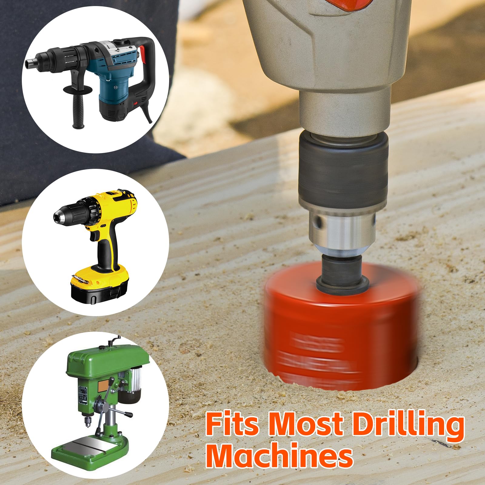 Hole Saw 120mm, Hole Saw with Drill Bit for Wood Orange Bi-Metal Hole Cutter Smooth Cutting for Soft Metal Drywall and Plastic - Image 4