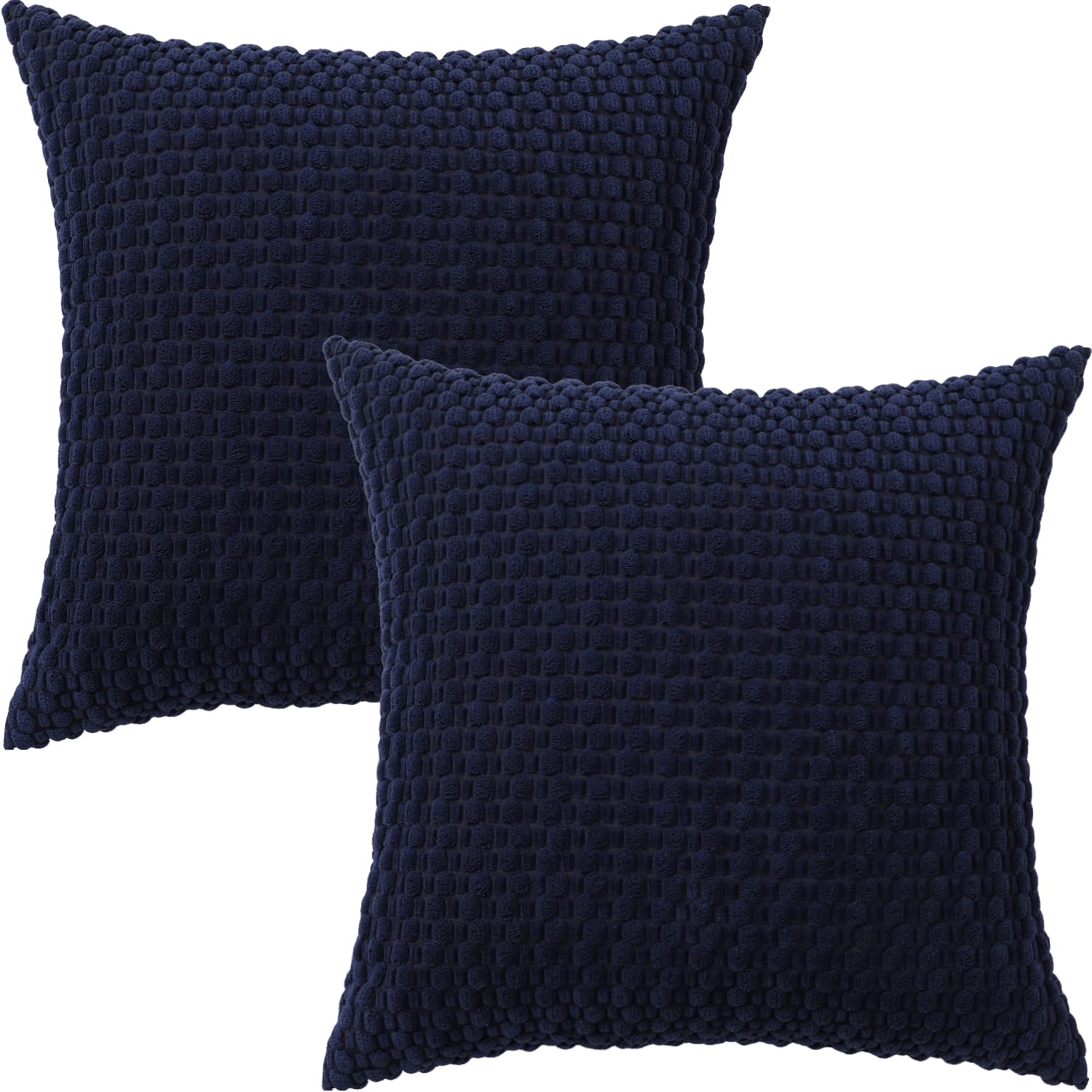 Tennove Cushion Covers 45x45cm Decorative Modern Navy Blue Pillow Cases Pack of 2 Corduroy Boho Soft Throw Pillow Covers Square Pillowcases for Sofa Living Room Bed Home Decor