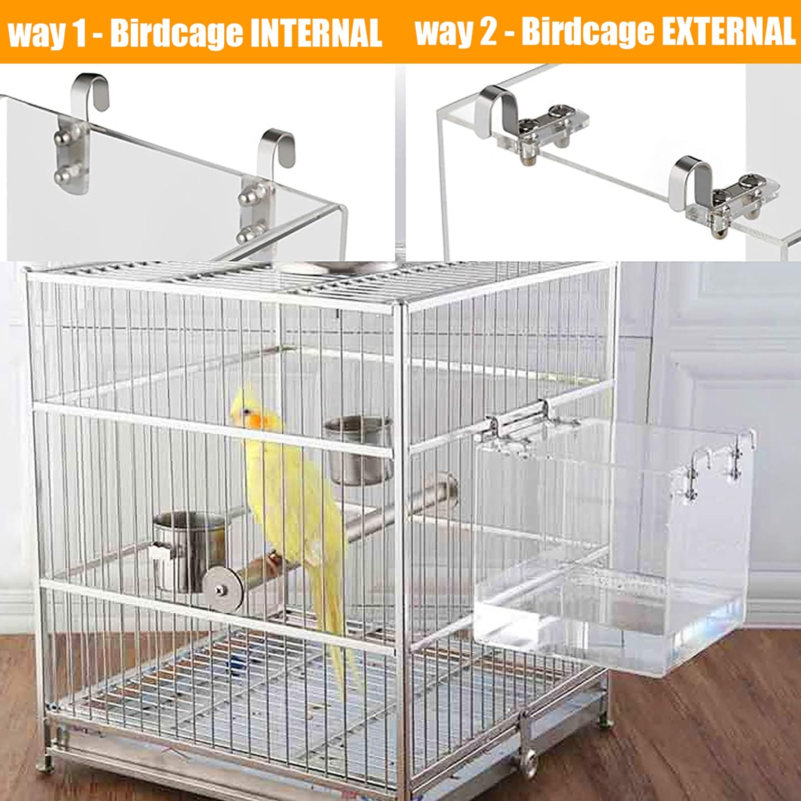 Bagno per Uccelli Appeso Cubo per Uccelli, Gabbia Uccelli da Compagnia, Gancio in Metallo, Gabbia Accessori, per Uccelli Pet Pappagallo Pappagallino Cockatiel Gabbia Doccia (Size : Large) | Gancio In Metallo, Per Pappagallo Pappagallino Cockatiel, Accesso