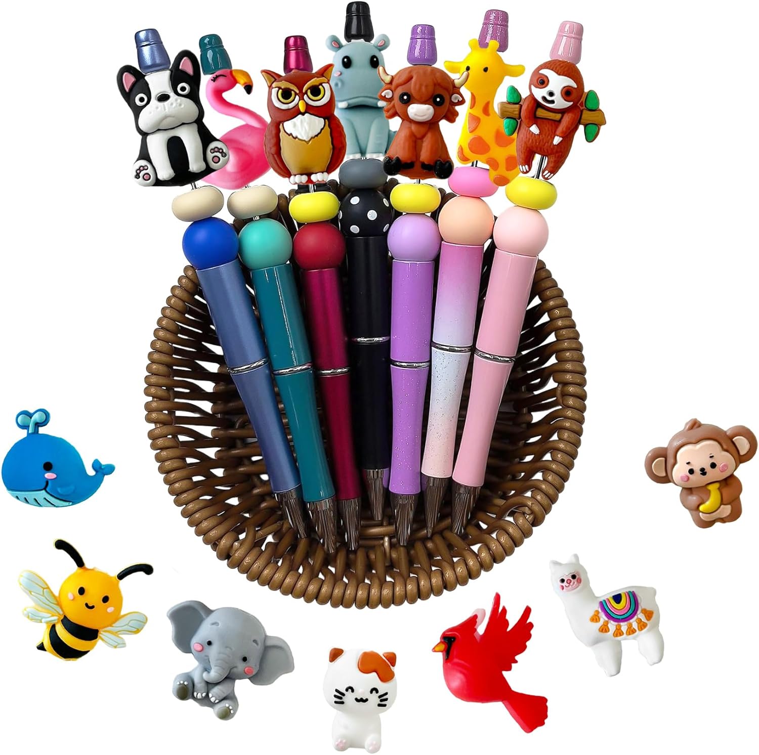 14 Pcs 3D Animal Focal Bead Cute Loose Beads Accessory for DIY Keychains Bracelet Necklace Pens Lanyard Making - Image 3