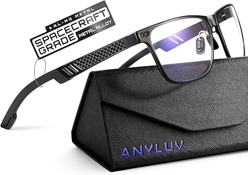 Miniatura 36 de ANYLUV Gafas de bloqueo de luz azul para hombre, gafas de juegos de computadora, ligeras, de metal Al-Mg, protección ocular antifatiga ocular