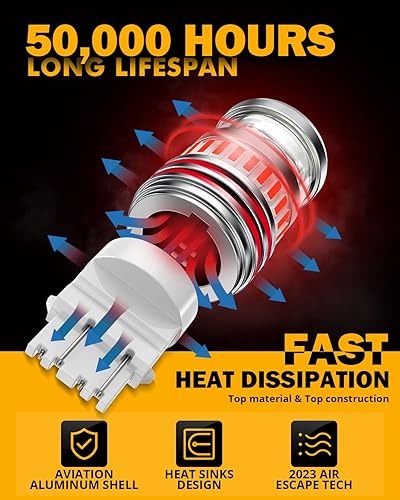 Miniatura 6 de Auxbeam Bombillas LED rojas 3157 serie B1 2023, luces traseras 400% más brillantes con proyectores dobles 3157NA 3156 3056 3057 3457 4157 bombillas