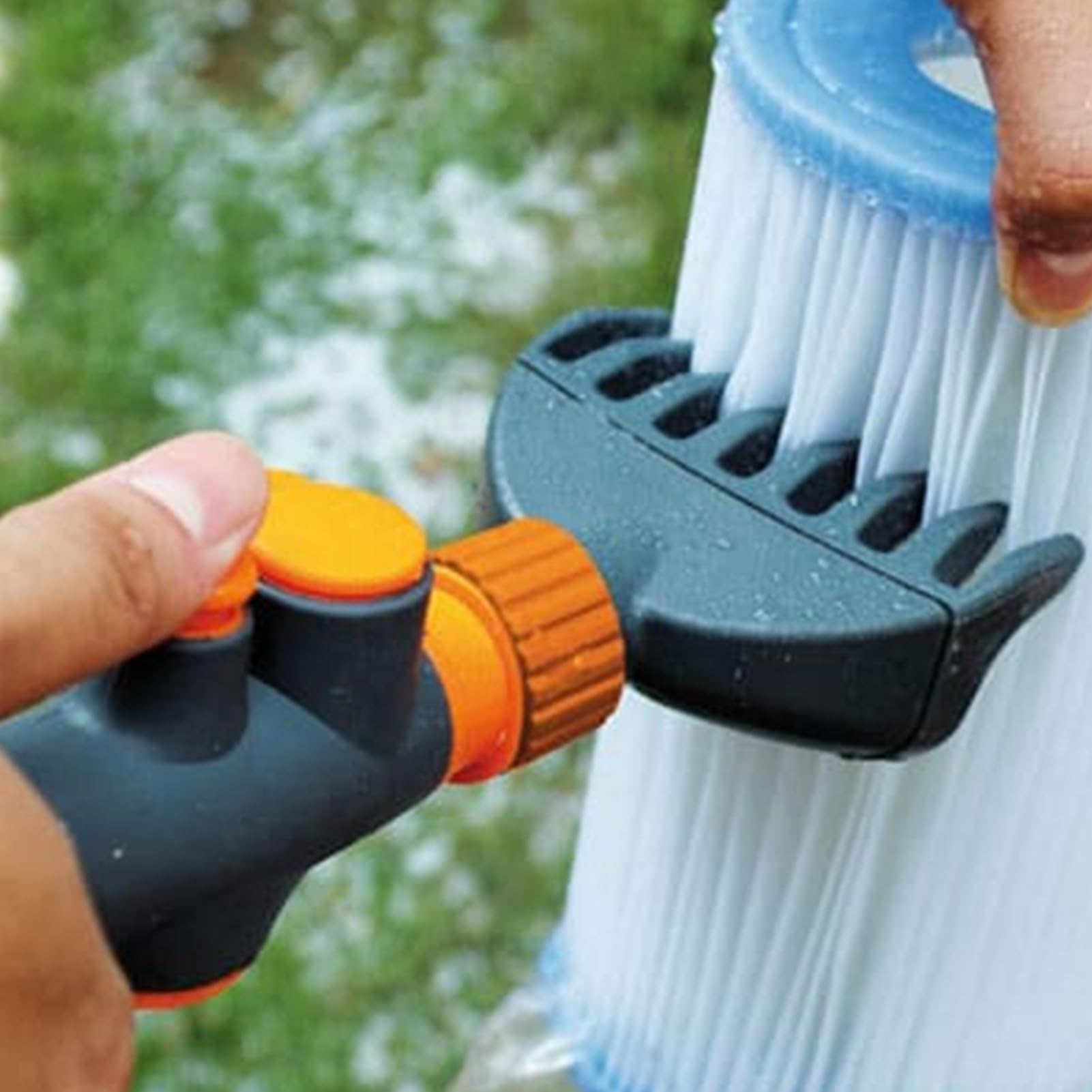 Cepillos de limpieza de filtro de piscina, cepillo de limpieza rápido de mano resistente, limpiador de cartucho de peine de filtro de piscina, para manguera de jardín, jacuzzi, hojas de hogar