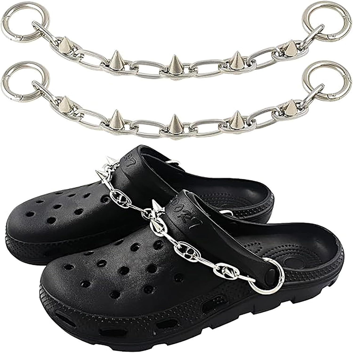 2 Pcs Shoes Rivets, Punk Metal Chain Shoe Accessories, DIY Decorative Rivets for Clogs and Sandals,Fashionable Suitable for Most Parties 2 Pcs Shoes Rivets, Punk Metal Chain Shoe Accessories, DIY Decorative Rivets for Clogs and Sandals,Fashionable Suitable for Most Parties