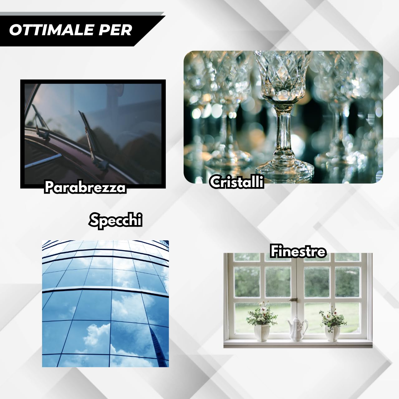 Glass Polish 1 Kg Kit Lucidatura Vetro Auto con Ossido di Cerio, Pasta Lucidante Vetri, Platorello Ø150 mm, 2 Feltri Ø150 mm e Adattatore M14 per Trapano