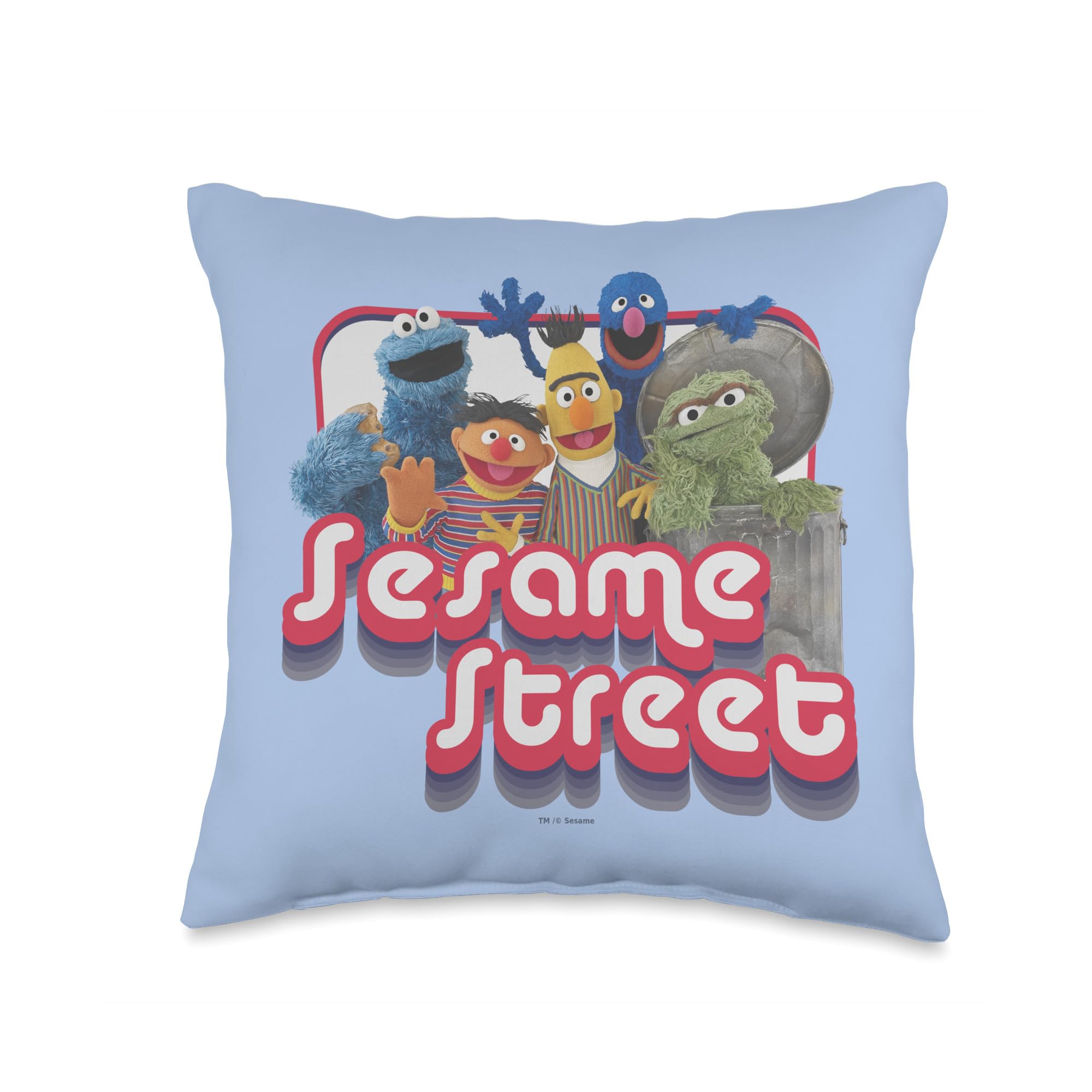 Coussin Sesame Street Groovy Group carre multicolore 16x16 en tissu doux