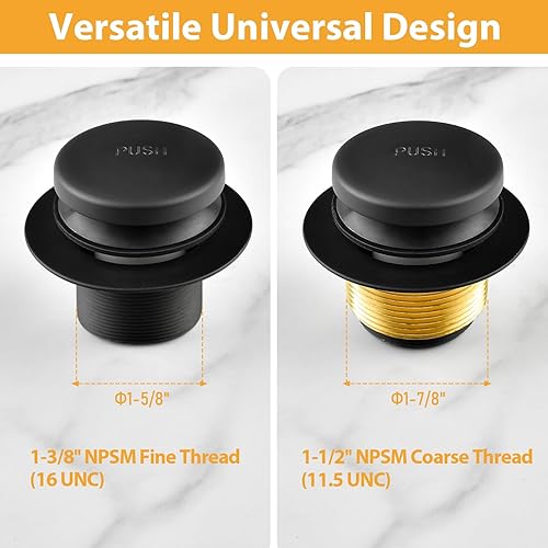 Miniatura 5 de Kit de desbordamiento de drenaje de bañera negro mate, repuesto universal de drenaje de bañera con juego de placa frontal de desbordamiento de 2