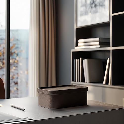 Miniatura 3 de La Jolie Maison Cajas de almacenamiento de cuero vegano con tapas, juego de 3 contenedores de almacenamiento decorativos para organizar cajas de