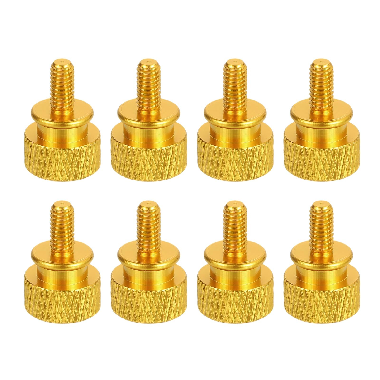 MECCANIXITY 8Pcs M4x0.7mm Aluminum Thumb Screws, 12x18mm(ODxH) Computer Case Thumb Screws for PC Side Panel Motherboard Mounting Screw, Gold