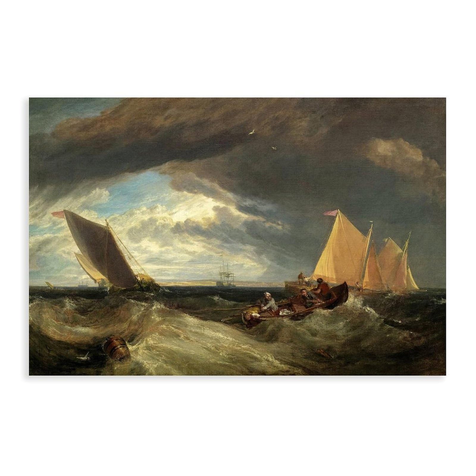 DFJyjFGJJ Joseph Mallord William Turner,The Junction of The Thames And Medway Canvas Wall Art Print Poster For Home School Office Decor 20" L X 30" W