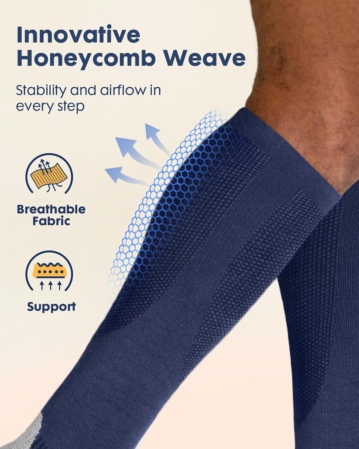 Comfortable Cotton Compression Socks for Women Men - 20-30mmHg Breathable Arch Support Socks for Flying Nurse - Image 3