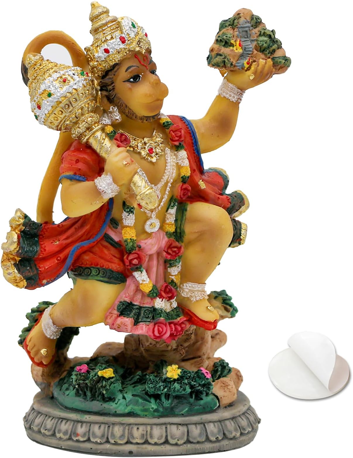 alikiki India Idol Lord Hanuman Statue - 3.9”H Hindu God Flying Hanuman Figurine for Car Dashboard Decor Indian Home Office Mandir Temple Altar Shrine Pooja Item Diwali Puja Gifts
