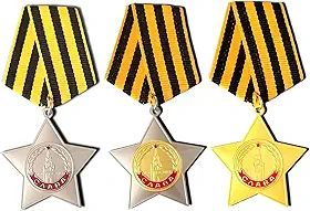 Ordem Soviética da Glória (3ª, 2ª, 1ª Classe) Conjunto Completo – Réplica do Prêmio Militar da Segunda Guerra Mundial da URSS