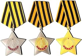 Ordem Soviética da Glória (3ª, 2ª, 1ª Classe) Conjunto Completo – Réplica do Prêmio Militar da Segunda Guerra Mundial da URSS