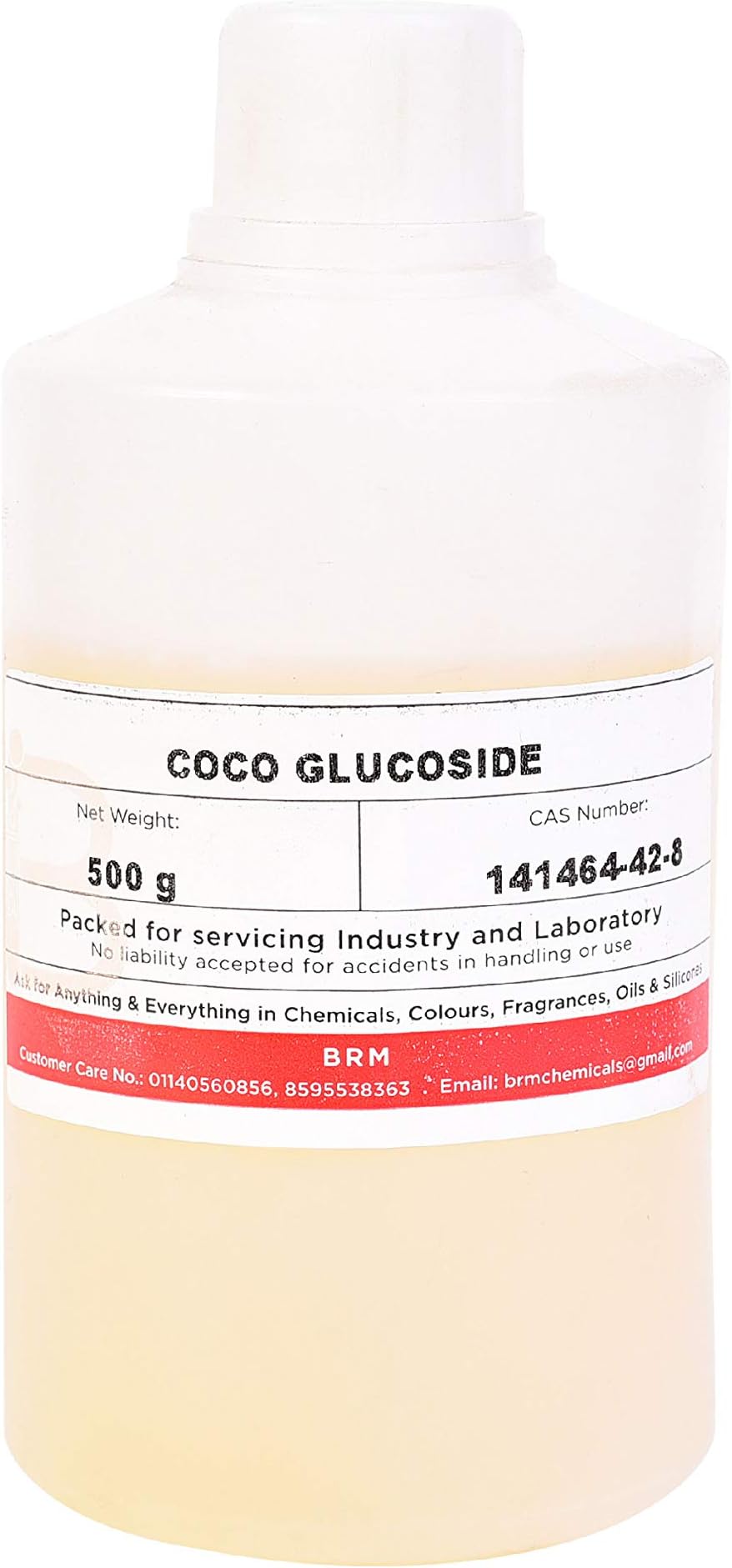 BRM Chemicals - Coco Glucoside Surfactant - 500 Grams - For Formulations and DIY Skin Care - For Shower Gels, Body Soap, Shampoos, Face Cleansers