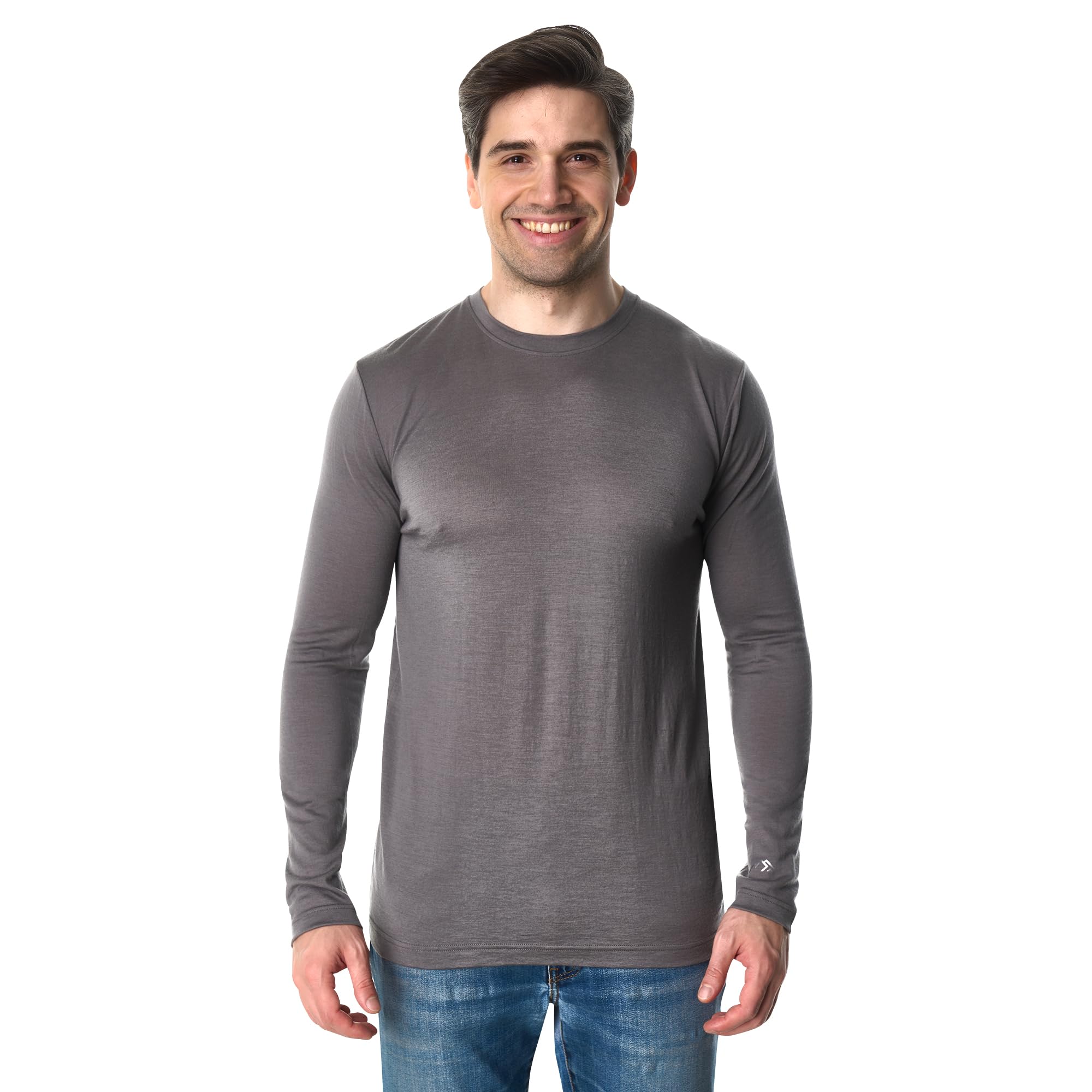 Merino Wool Base Layer Mens - 100% Merino Wool Shirts for Men Thermal Underwear Long Sleeve T-Shirt for Hiking Hunting