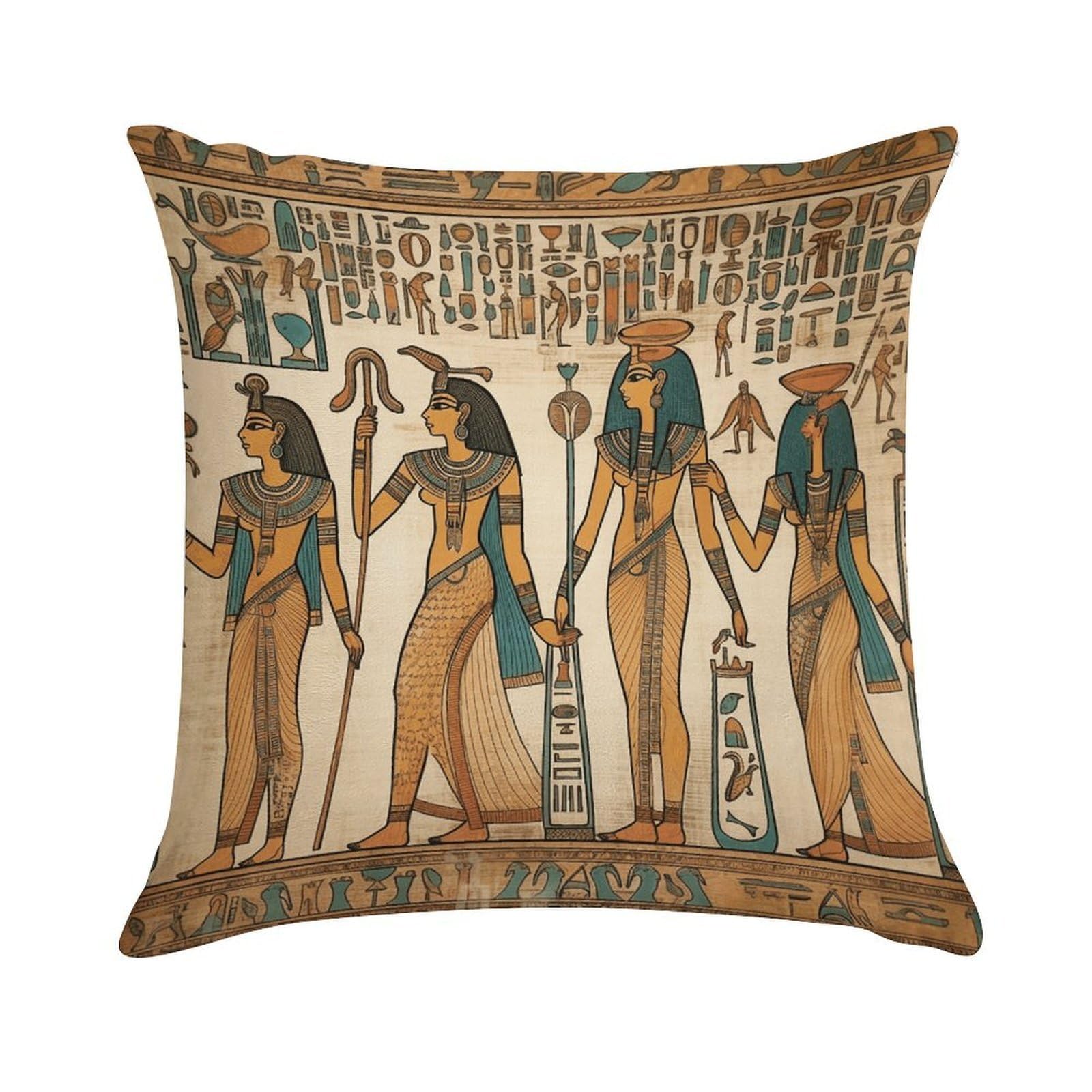 MUSM Plush Decorative Women in Ancient Egypt Throw Pillow Covers Square Cushion Cases Personalized Pillowcase with Zipper Soft Lumbar Pillow Shells Luxury Cozy Pillows Shams Decoration