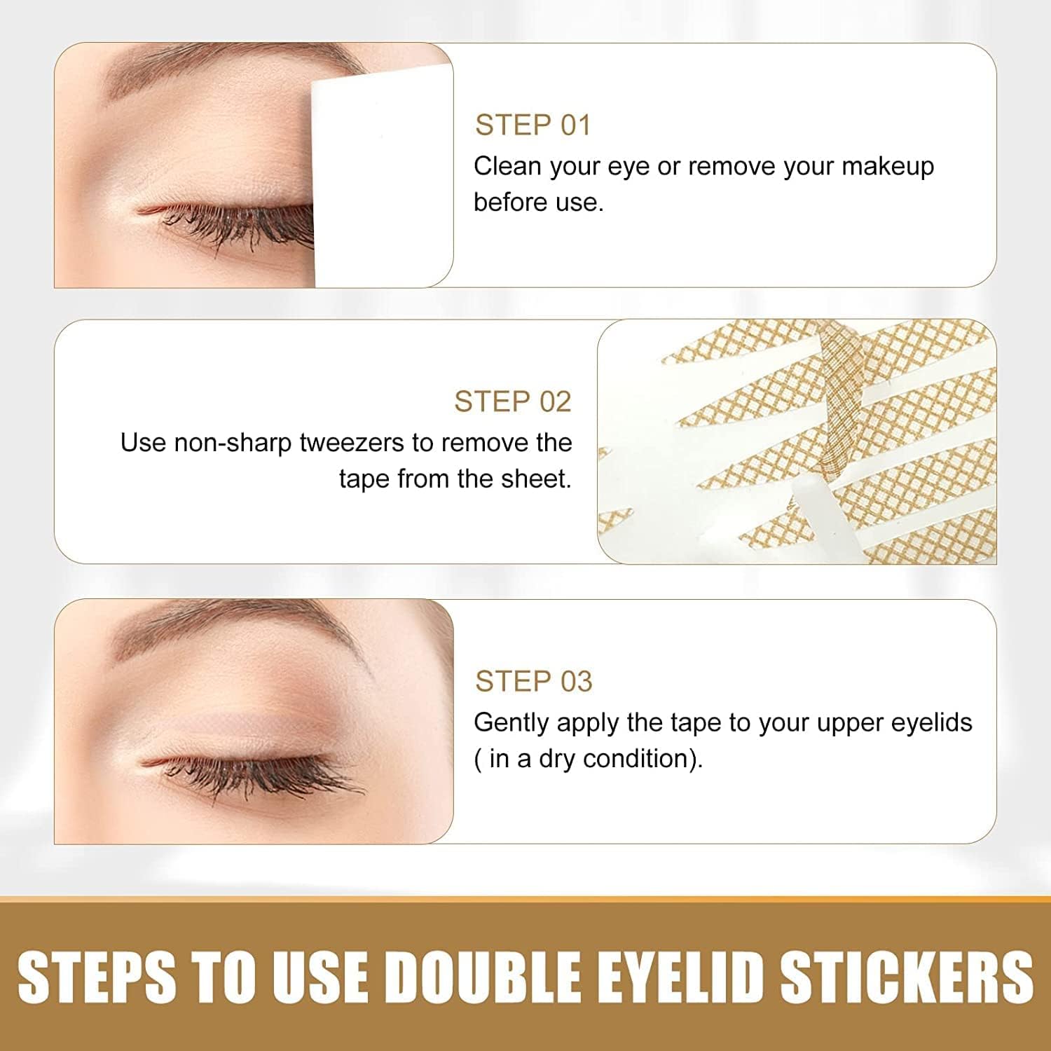 THE CLOUDMALL® 600 pair eyelid tape for double eyelid invisible waterproof, eyelid tape for hooded eyes Makeup Eyelid tape tools Strips with fork (1 PCS) 2