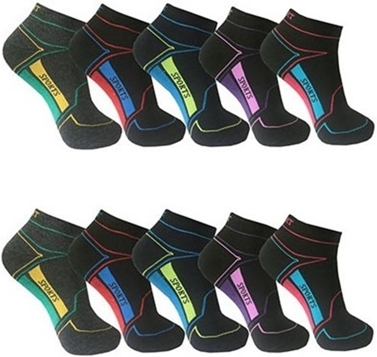L&K-II Korte sportsokken voor dames, 10/12 paar, sneakersokken, effen kleur, enkelsokken, zomersokken voor vrouwen, 92220, 39-42 EU