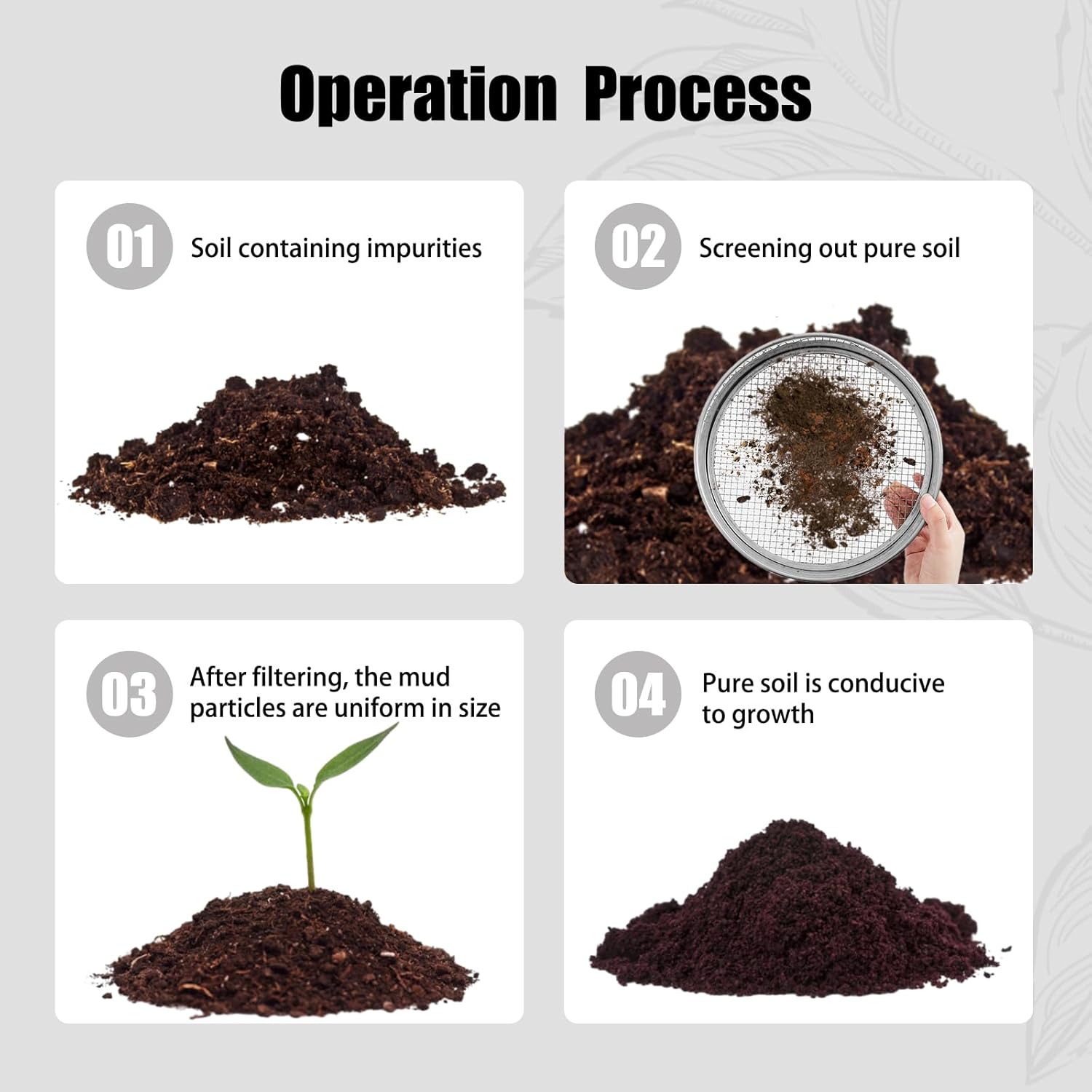 Shimeyao 3 Pcs Soil Sifter Set with 9 Pcs Sieve Meshes 1/2/3/5/6/8/9/10/12 mm Interchangeable Sand Screen Stainless Steel Riddle for Gardening, Garden Sieve for Rock, Sand, Soil, Compost