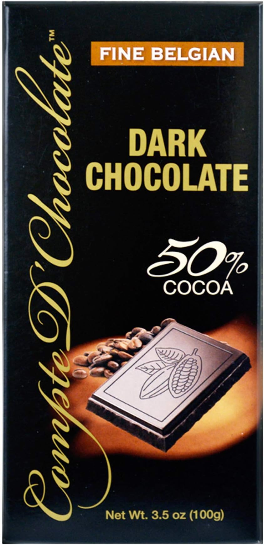 (Pack of 12) Compte D' Chocolate Chocolate Bar Dark, 50% Cocoa, 3.5oz