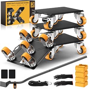 KYX Heavy-Duty Furniture Dolly Set with 5 Wheels, 4,000 lb Capacity