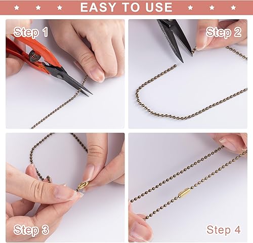 Miniatura 2 de OIIKI 150 cierres de conector de cadena de bolas de acero inoxidable plateado se adapta a clips de cadena de bolas de cuentas de 1.52.02.43.20.177 in