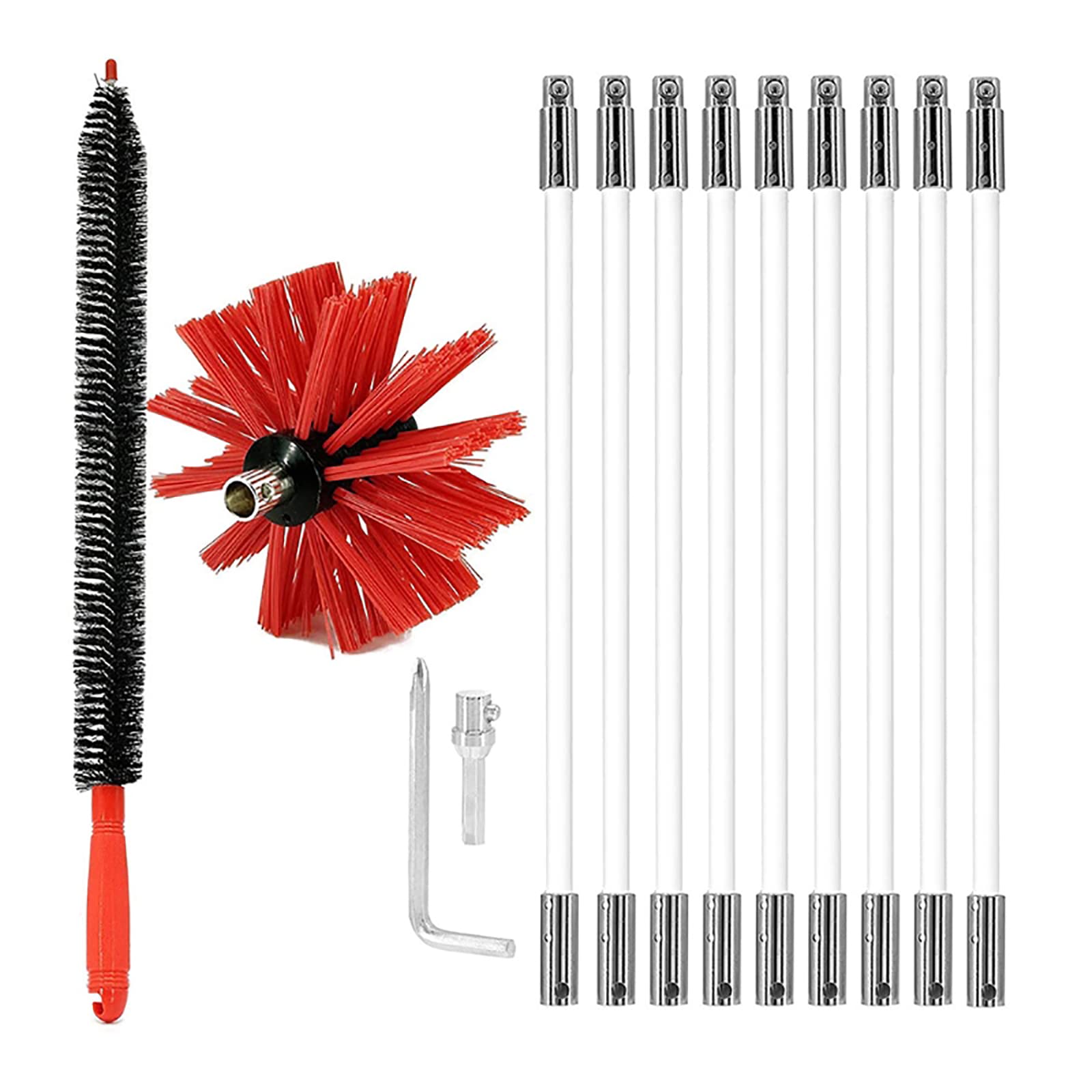 Outil de brosses de balayage avec 9 tiges flexibles pour poêle et hotte