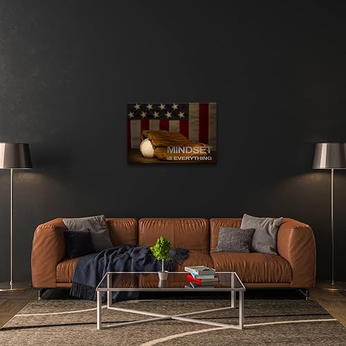 Miniatura 6 de KAWAHONE Arte de pared con temática motivacional de esgrima deportiva de arte de pared Mindset is Everything- Esgrima deportiva para decoración de