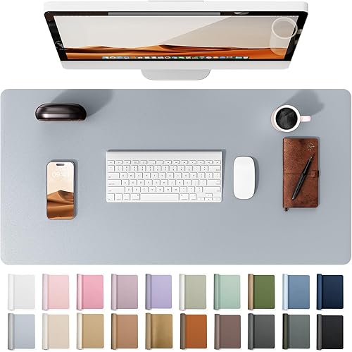 Miniatura 115 de YSAGi Protector de escritorio de piel, alfombrilla de oficina, alfombrilla grande para ratón, alfombrilla antideslizante de piel sintética, Azul