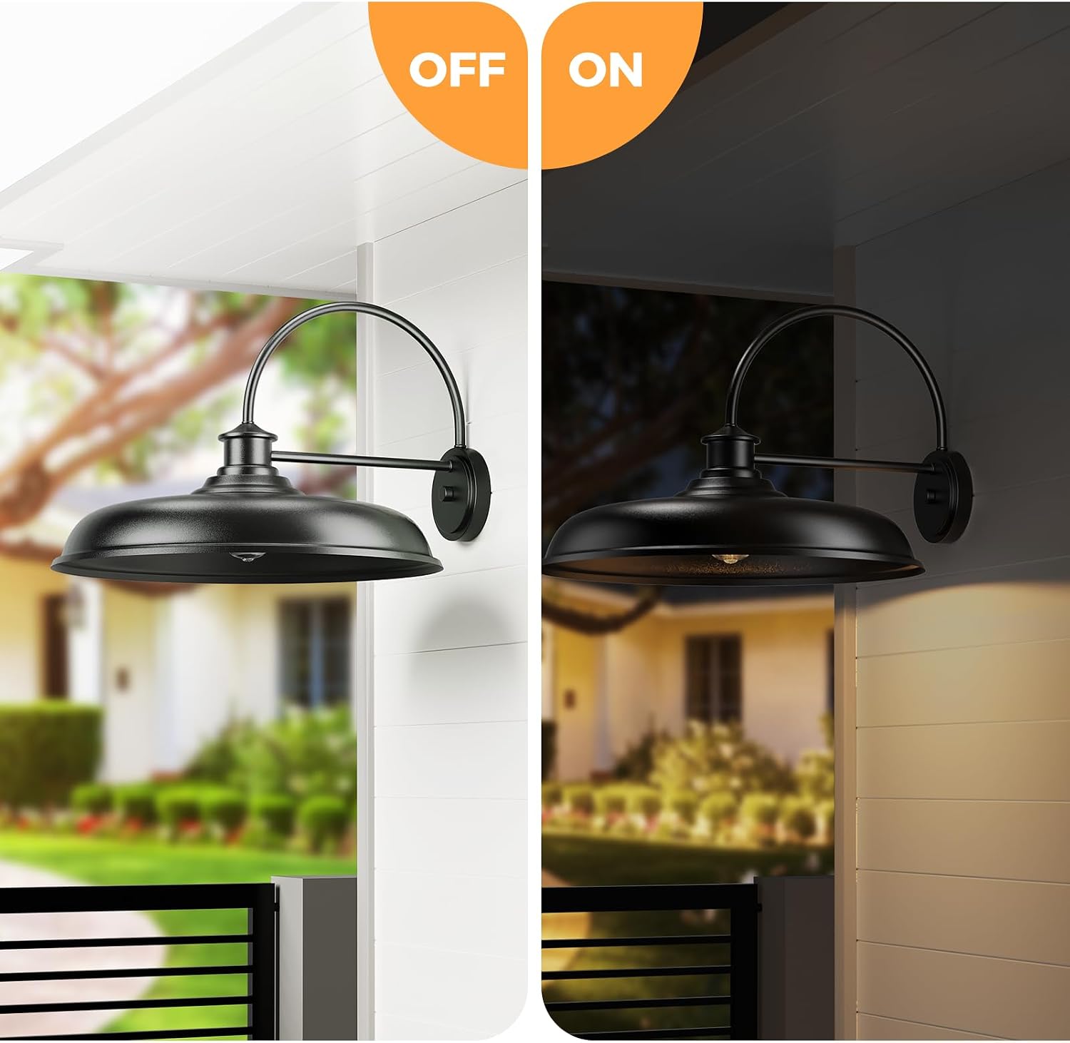 16in Large Barn Lights Outdoor Hardwired, Farmhouse Outside Lighting Fixture, Rustproof Modern Exterior Barn Lanterns, Classic Gooseneck Hallway Wall Sconces for Porch Patio Backyard Set of Two