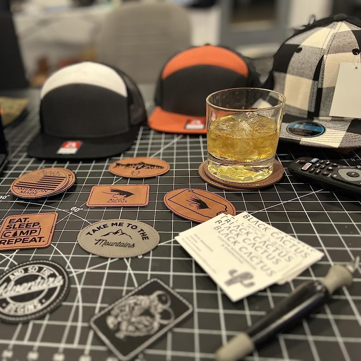 Hexagon Leatherette Hat Patches for Laser Engraving Blank Laserable Engravable Faux Leather Patch with Heat Press Adhesive Iron-on Trucker Hats Snapback/Cap/Beanie(Dark Brown,3 ×2 Inch,30 Pcs)