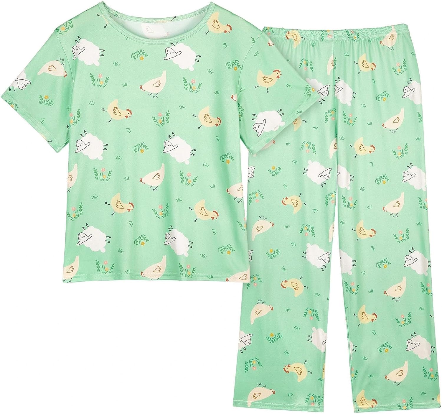 Basumee Girls Pajamas Toddler & Little Girls Kids Pajamas Set 2PCS Short Sleeve Long Pants PJS Sleepwear Clothes for Ages 2-9