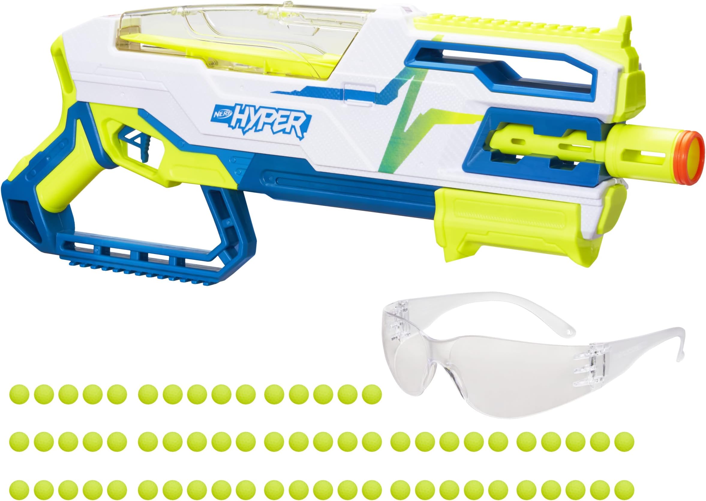 NERF Hyper Bundle, Siege-50 Pump-Action Blaster, Up to 110 FPS Velocity, Eyewear (Amazon Exclusive)