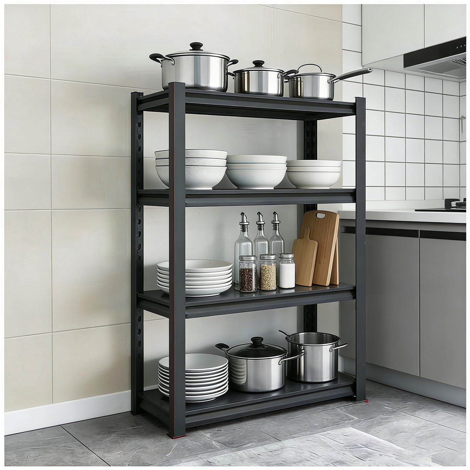 Generisch Schwerlastregal Metallregal Steckregal Lagerregal Werkstattregal Kellerregal Garagenregal Küchenregal Standregal Stahlregal,Schwarz,47x39x12''