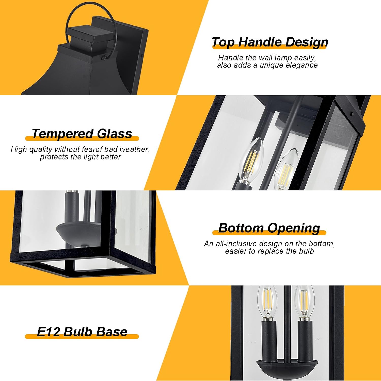 20" Outdoor Lanterns for Porch, 2 Pack Large Outdoor Wall Lights Exterior, 2-Light Wall Sconce for House Garage Front Door