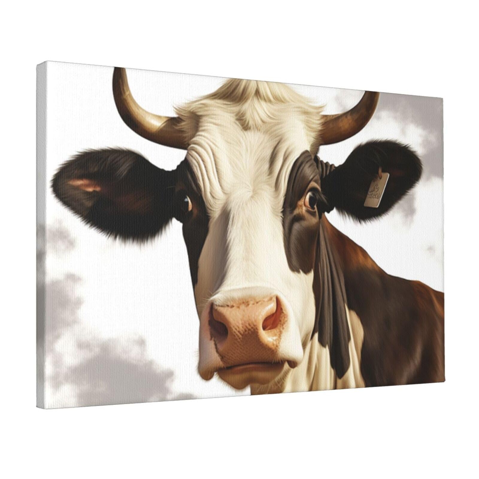 DWVTSLH Farm Animal Cow Poster Paintings Canvas Wall Art Bedroom Prints Home Decor Hanging Picture Modern Home Artworks Aesthetic for Living Room Office Wall Decor 12x18in Unframed