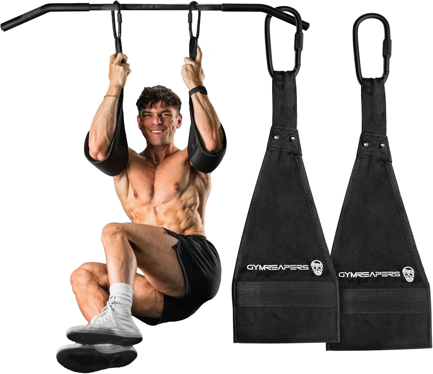 Gymreapers Hanging Ab Straps For Core Strength and Abdominal Training – Padded Adjustable Arm Supports For Bodyweight Exercises