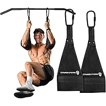 Gymreapers Hanging Ab Straps for Pull-Up Bar &mdash; Hang Bar Assist Strap &amp; Strength Workout Exercise Equipment, Padded Adjustable Arm Supports with 2 Steel Carabiners for Leg Raises, Abdominal &amp; Core Training