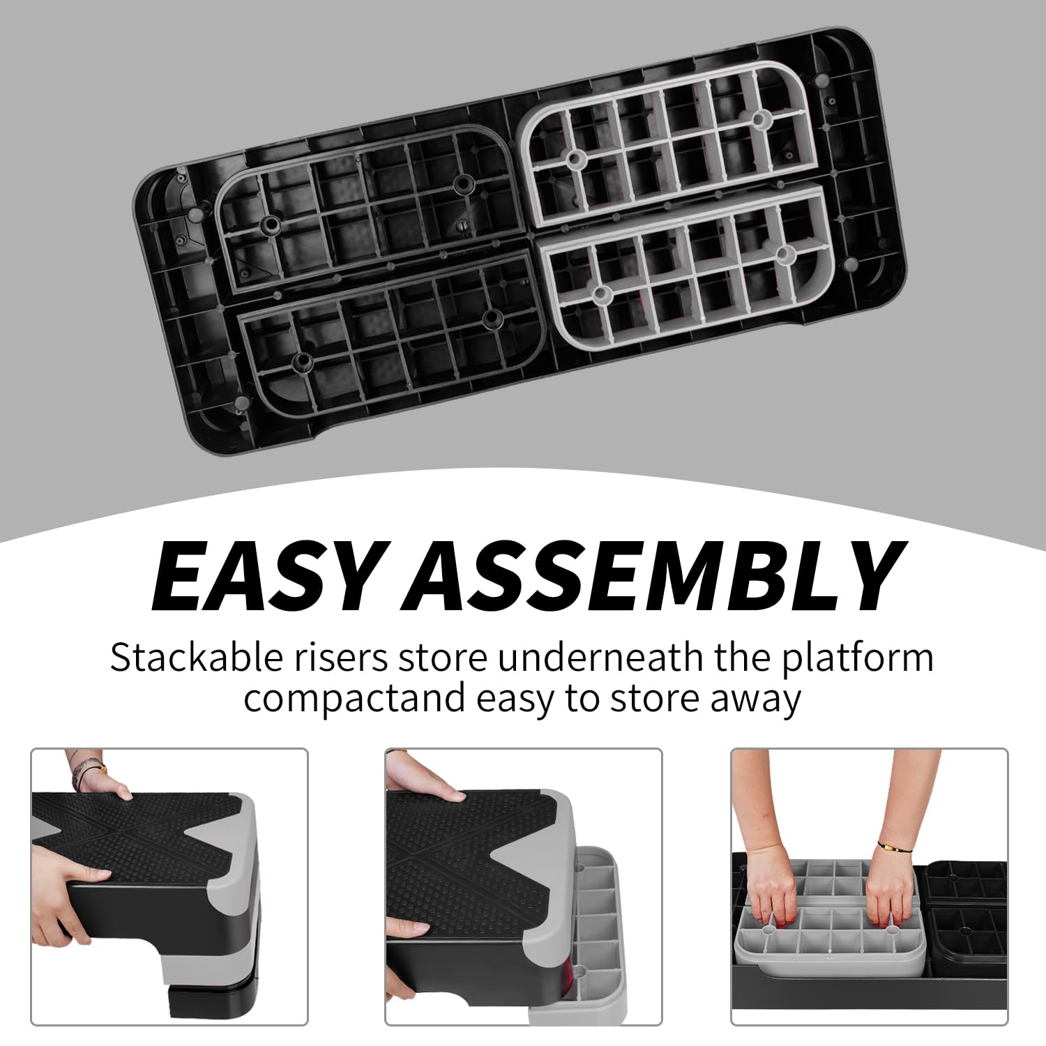 Aerobic Steppbrett Höhenverstellbar Stepper mit 3 Stufen 10/15/20cm, rutschfest Fitness Step-Bench für Zuhause