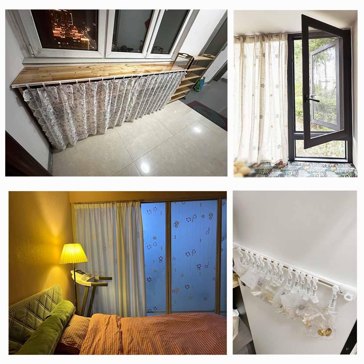 Tringle à rideaux ultra fine - Fixation murale - Auto-adhésive - Séparateur de pièce - Tringle de douche sans perçage - 320 cm