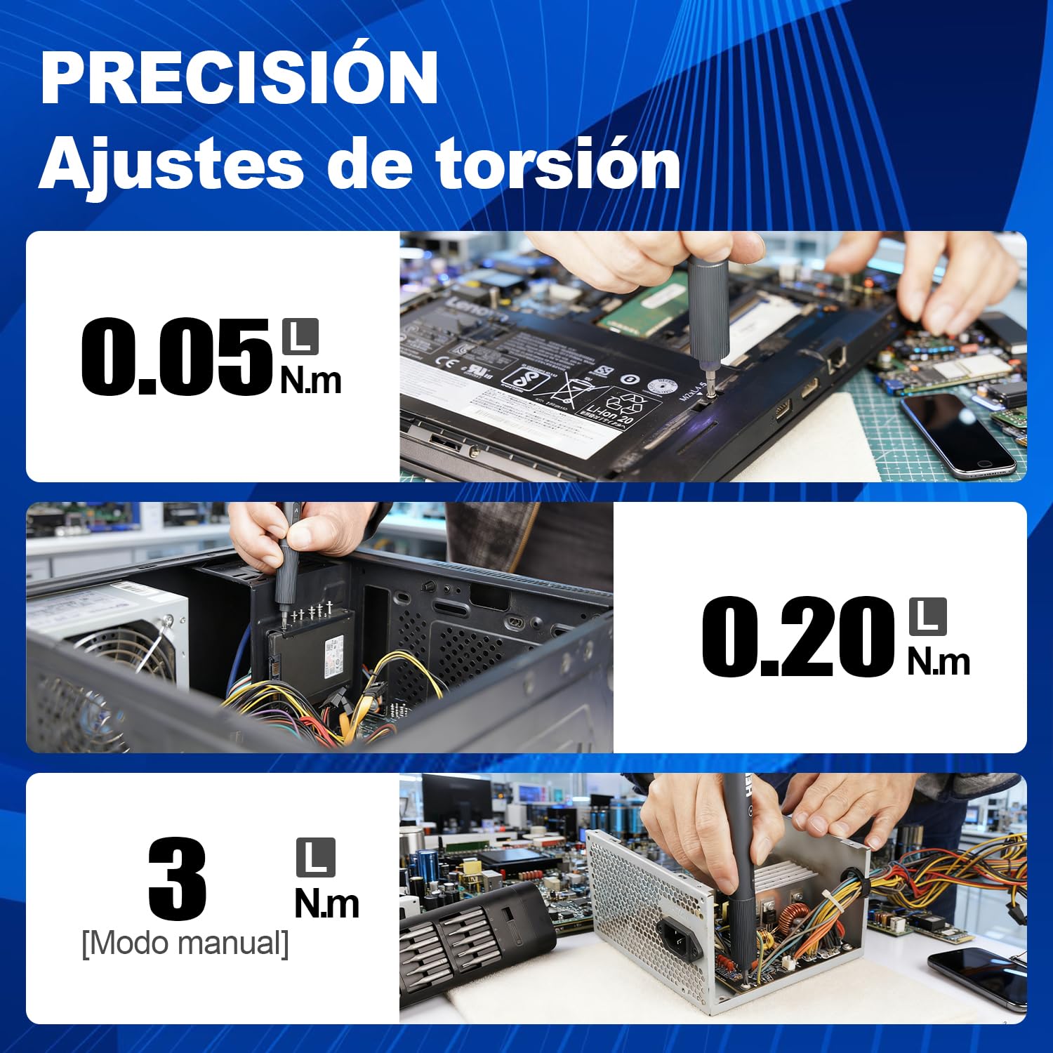 Herzo Mini Destornillador Eléctrico de Precisión, Max Par Eléctrico 0,2 Nm & Manual 3 Nm, Set 20 Puntas Magnéticas, Cargador USB-C, para Teléfono, Ordenador Portátil, Reloj, Cámara