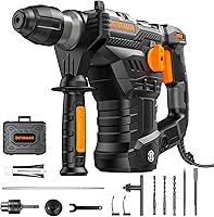 DOVAMAN RH15A 1-9/16" SDS-Plus Rotary Hammer Drill - 12.5A Heavy Duty 4-Function Demolition Hammer, Vibration Control, Safety Clutch & Bits Included