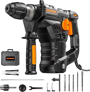 DOVAMAN RH15A 1-9/16" SDS-Plus Rotary Hammer Drill - 12.5A Heavy Duty 4-Function Demolition Hammer, Vibration Control, Safety Clutch & Bits Included