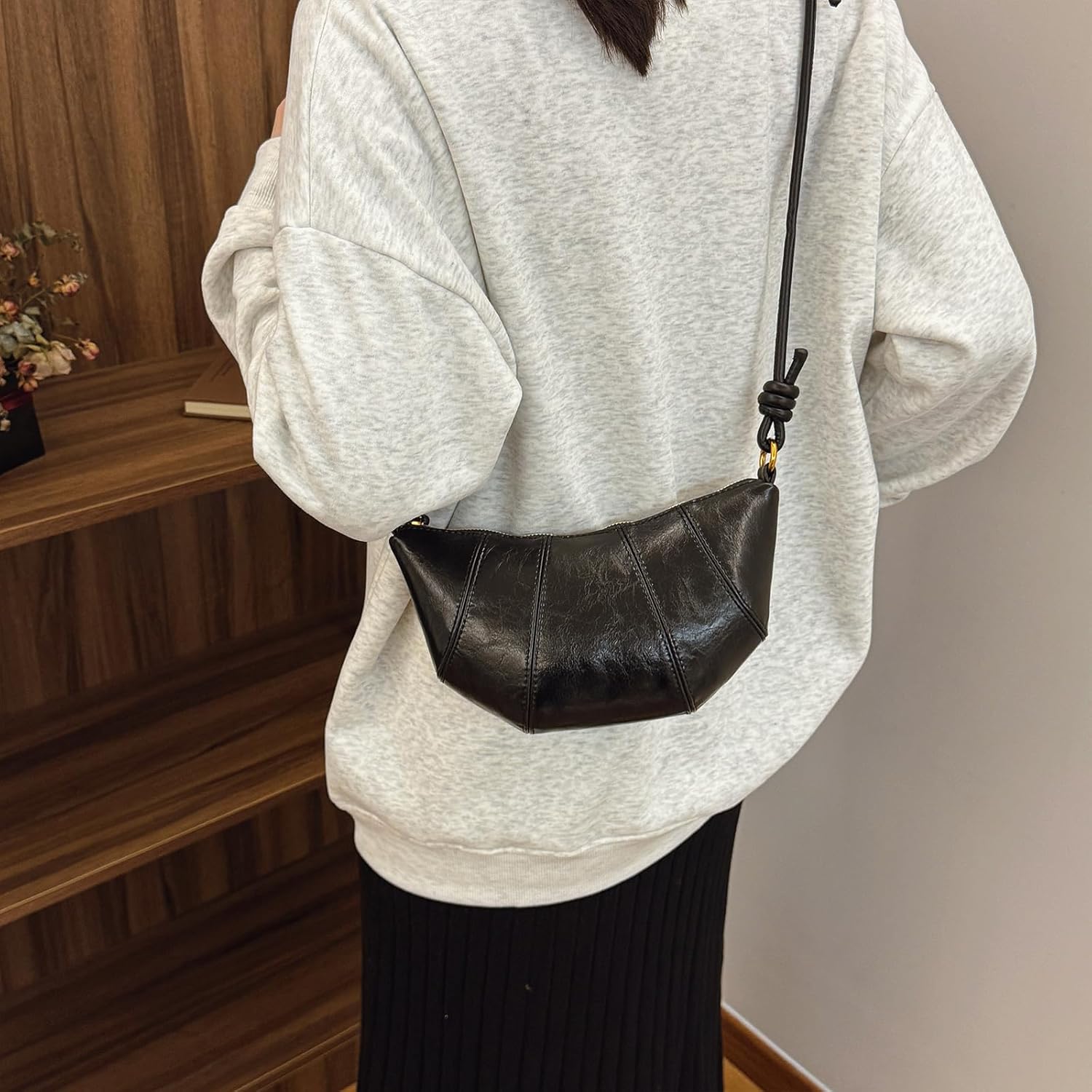 POAPRRD Suede Bags for Women Small Suede Purses Crescent Bag Crossbody Shoulder Bag Trendy Tote Handbags - Image 7