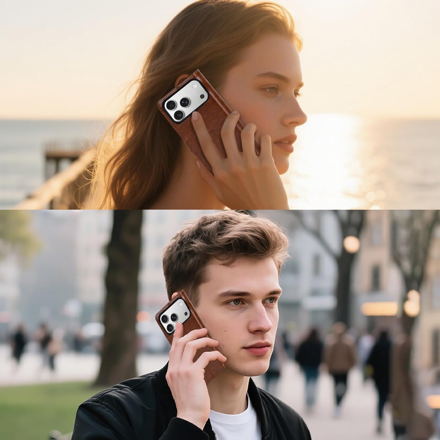 MONASAY Wallet Case for iPhone 17 pro 6.3 inch,Magnetic Flip Cover with Card Holder Slots and Kickstand RFID Blocking Shockproof PU Leather Folio Compatible with iPhone 17 pro Phone Case, Brown - Image 8